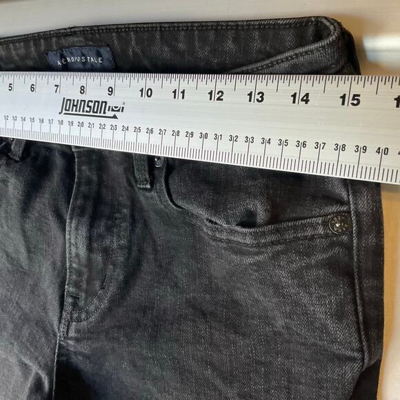 Aeropostale Men Skinny Jeans size 30 x 32 Black Mid Rise Stretch - Picture 2 of 12